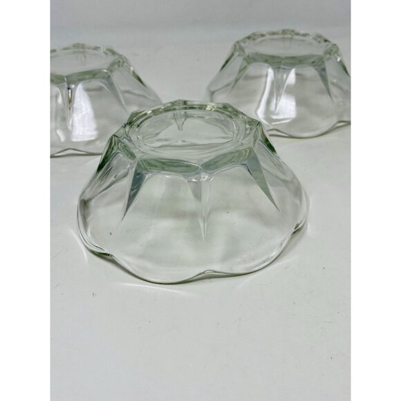 Vintage Anchor Hocking Swedish Modern Clear Fruit Dessert Bowls Set of 3 - Picture 5 of 10